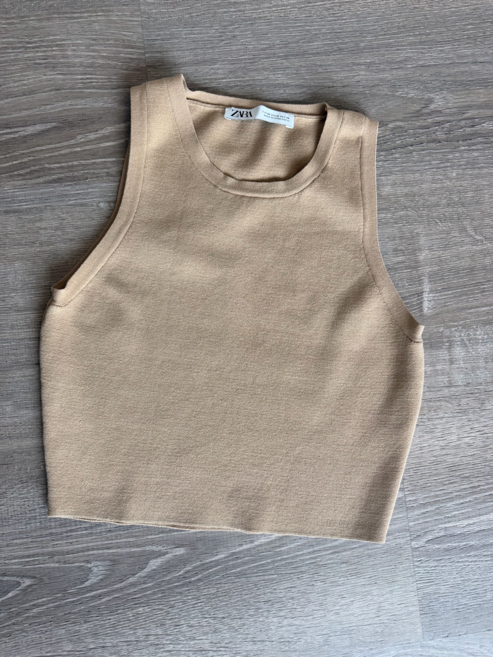Zara Brown Knit Sleeveless Crop Top